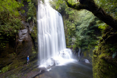 Korokoro falls. Lake Waikaremoano. Te Urewera national park. North Island. New Zealand.