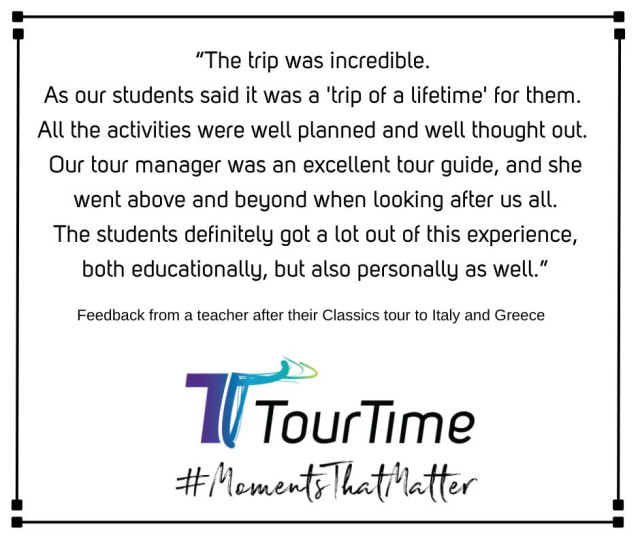 Feedback Friday!
There’s nothing better than receiving feedback like this! 💙 Knowing that our tours create life-changing experiences for students is why we do what we do.
✈ Ready to create a 'trip of a lifetime' for your students? Let’s start planning your next educational, sports, or music tour today!
📩 info@tourtime.co.nz | 🌍 www.tourtime.co.nz
 #travelwiththebest #grouptourspecialist #bestpractice #industryleader #healthandsafety #schooltravel #FinanciallyBonded #educationaltours #BeyondTheClassroom #TourTime #TripOfALifetime #EducationalTravel #StudentTours #LifeChangingExperiences #GlobalLearning